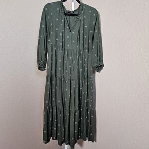 Madewell Dark Green Floral Long Sleeve Dress